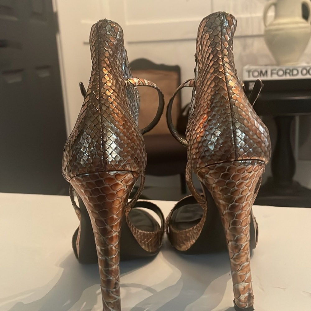 Givenchy Copper And Silver Python Strapy Heels Si… - image 5